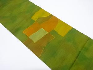 リサイクル　節紬幾何学模様織り出し開き名古屋帯（額縁仕立て）